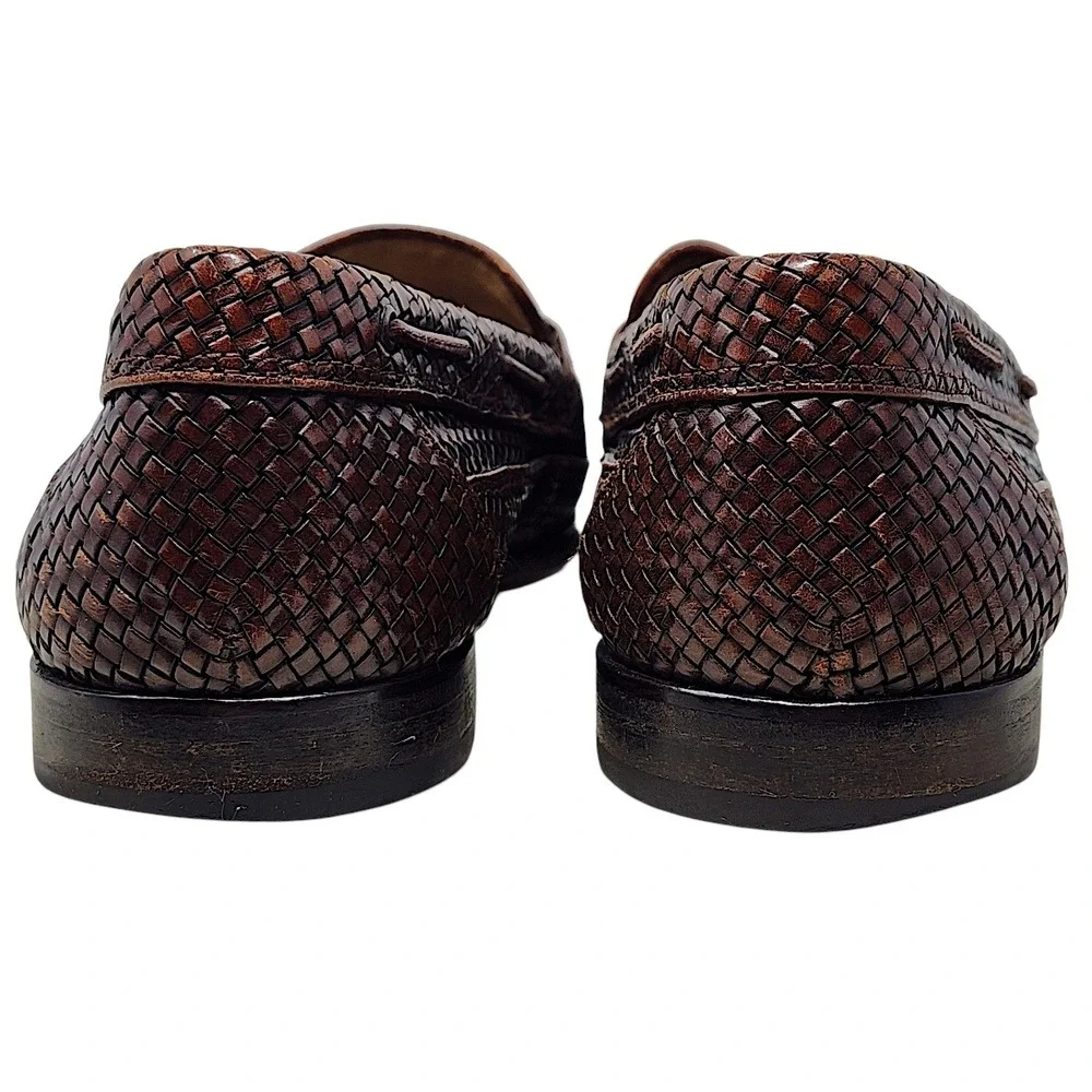 Cole Haan Tassel Loafer 9.5D Men Bragano Brown Woven Leather Memory Flex Comfort